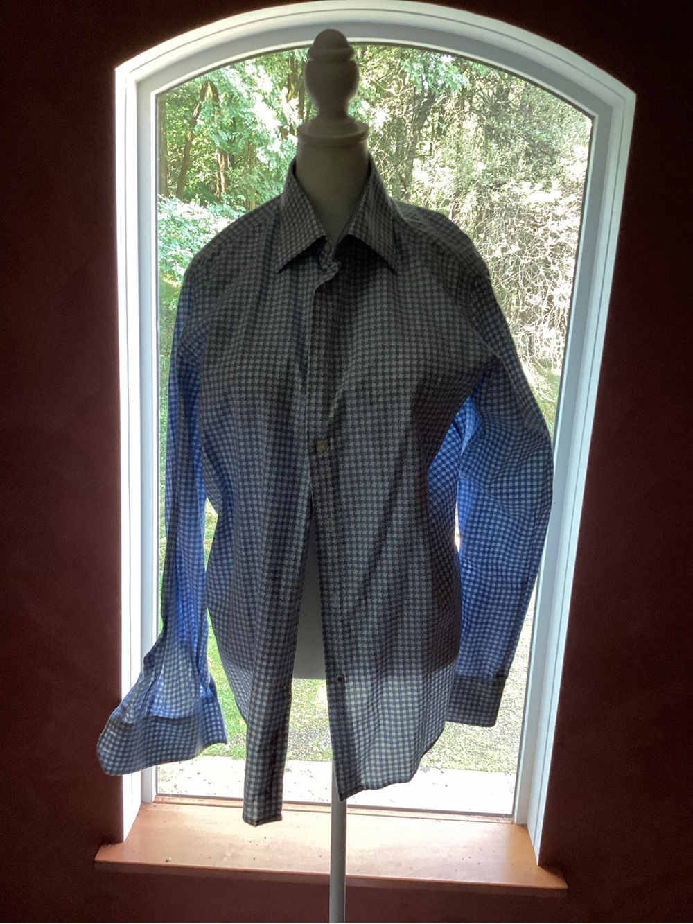Robert Graham Blue and White Checked Dress Shirt